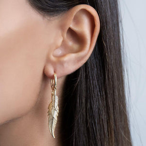  Double Leaf Huggie Earring - Adina Eden's Jewels
