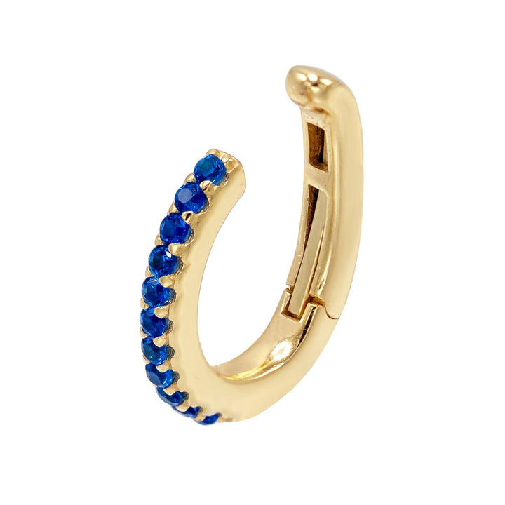 Sapphire Blue Colored Hinge Pavé Ear Cuff - Adina Eden's Jewels