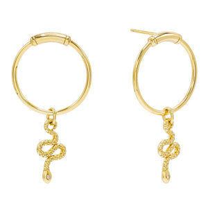 Gold Dangling Snake Stud Earring - Adina Eden's Jewels