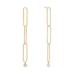 Gold Trio Link Drop Stud Earring - Adina Eden's Jewels