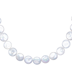 Pearl White Pearl Disc Necklace - Adina Eden's Jewels