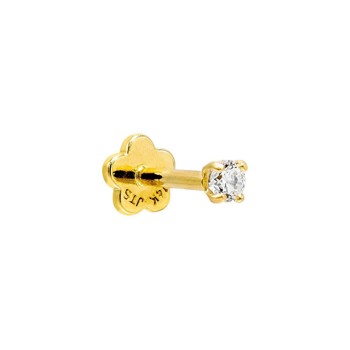 14K Gold / Single Stone Threaded Stud Earring 14K - Adina Eden's Jewels