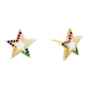 Multi-Color Enamel Star Stud Earring - Adina Eden's Jewels