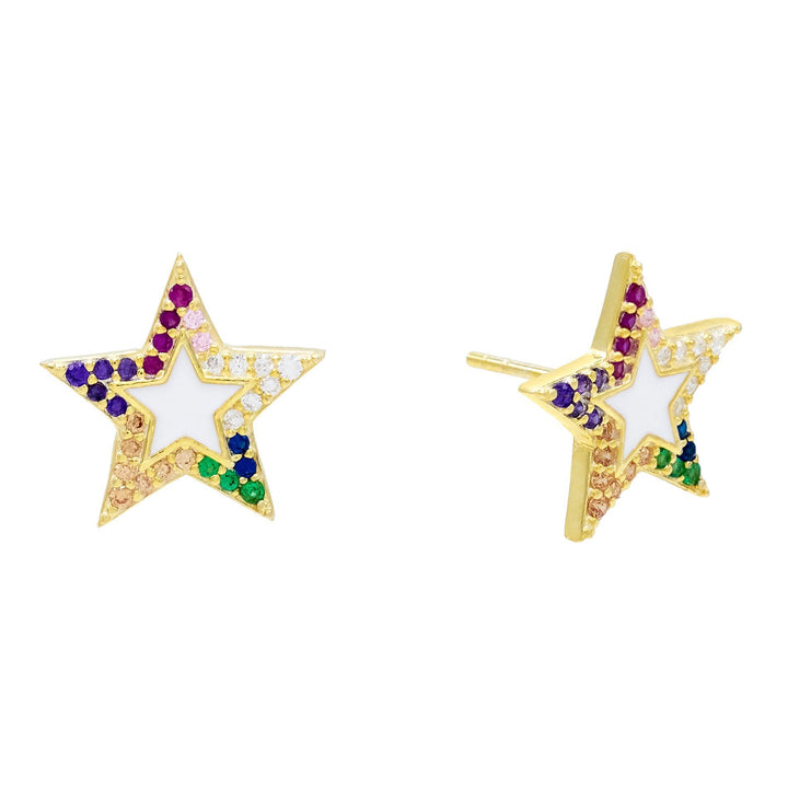 Multi-Color Enamel Star Stud Earring - Adina Eden's Jewels