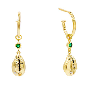 Gold Shell Bezel Hoop Earring - Adina Eden's Jewels