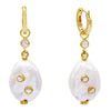 Pearl White Pearl Bezel Huggie Earring - Adina Eden's Jewels