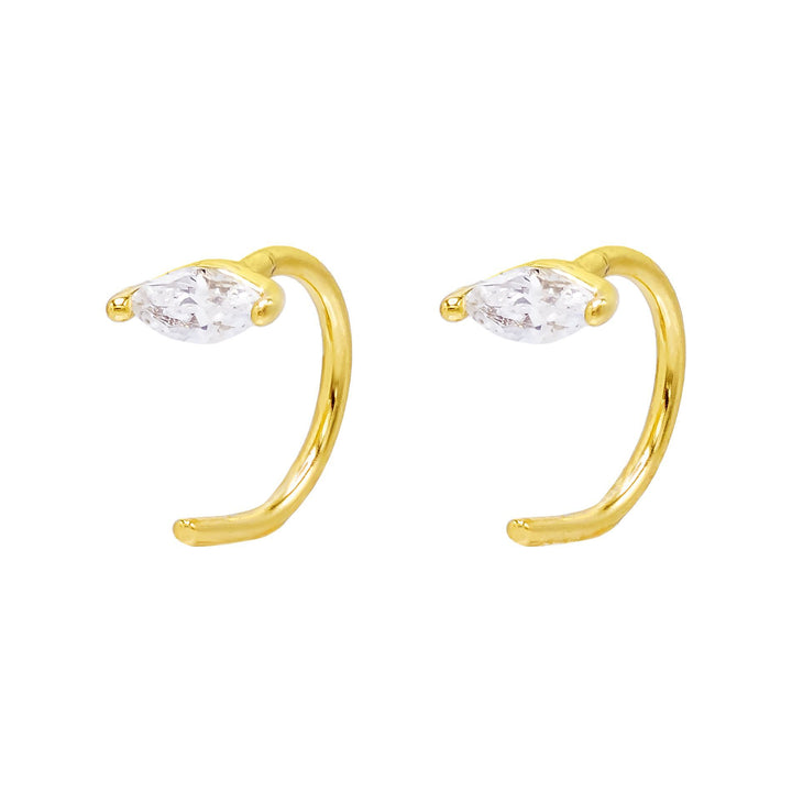 Gold / Marquise CZ Threader Hoop Earring - Adina Eden's Jewels