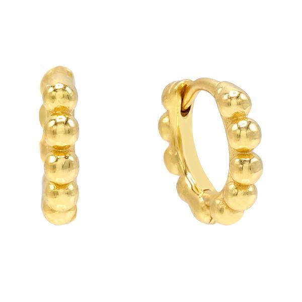 Gold / 10 MM Beaded Huggie Earring - Adina Eden's Jewels