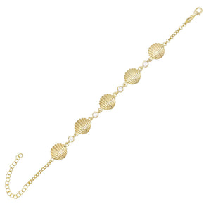 Gold Shell Bezel Bracelet - Adina Eden's Jewels