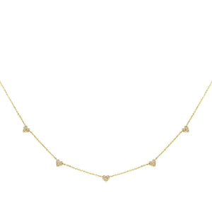 14K Gold Diamond Multi Heart Necklace 14K - Adina Eden's Jewels