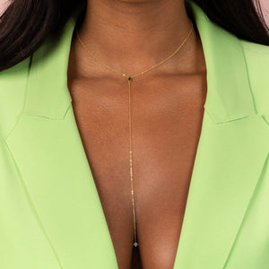  CZ Colored Baguette Lariat - Adina Eden's Jewels