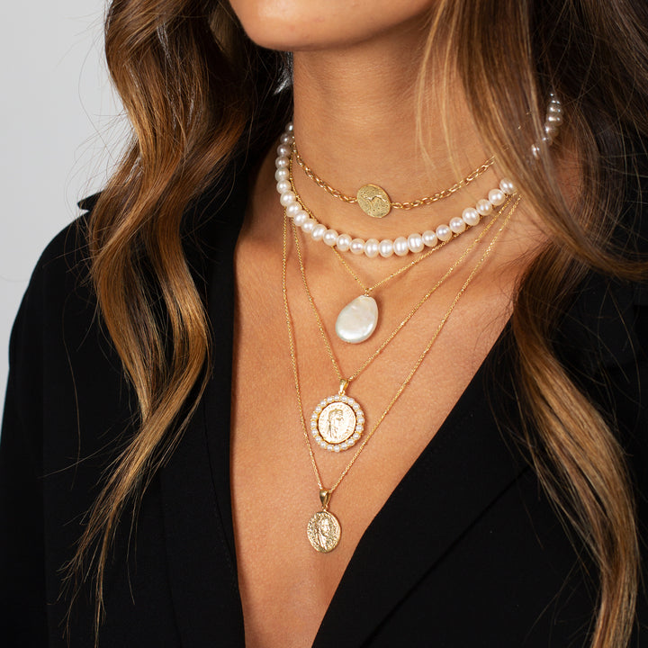  Pearl Coin Necklace - Adina Eden's Jewels