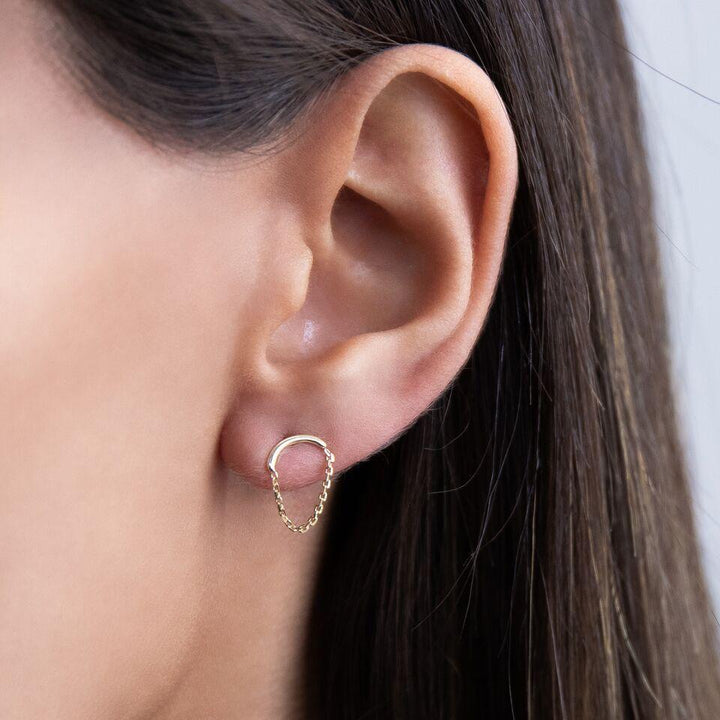  Mini Chain Stud Earring 14K - Adina Eden's Jewels