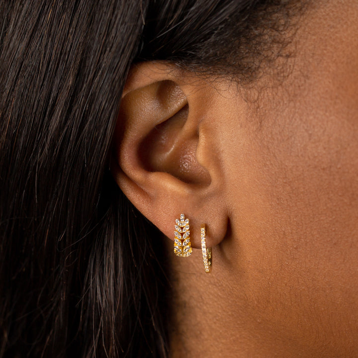  Pavé Leaf Huggie Earring - Adina Eden's Jewels