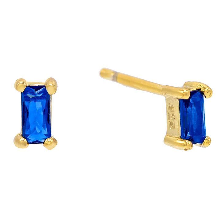 Sapphire Blue Baguette Stud Earring - Adina Eden's Jewels