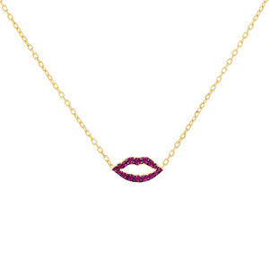 Magenta Pavé Lip Necklace - Adina Eden's Jewels
