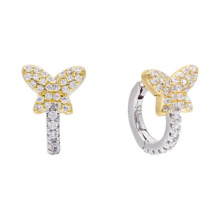  Two-Tone Butterfly Huggie Earring - Adina Eden's Jewels