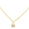 Gold Pavé Lock Link Necklace - Adina Eden's Jewels
