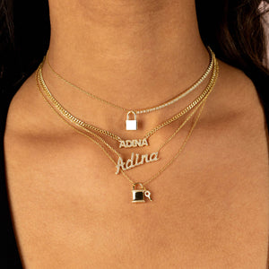 Large CZ Lock Necklace - Adina Eden's Jewels