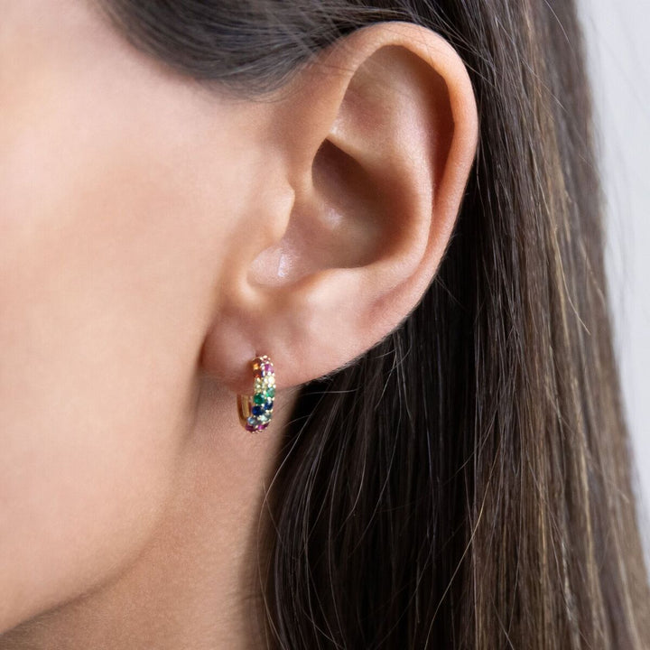  Colored Wide Pavé Huggie Earring - Adina Eden's Jewels