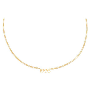 Gold Gothic Year Nameplate Necklace - Adina Eden's Jewels