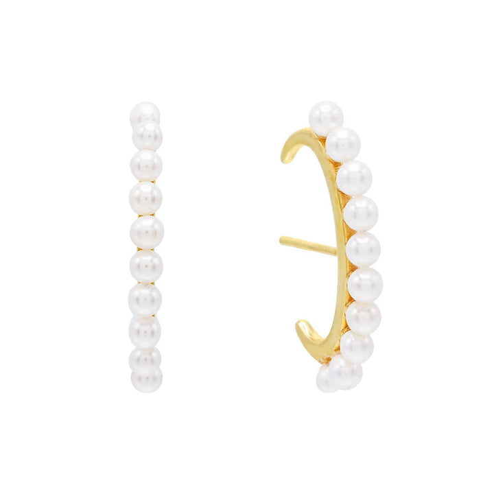 Pearl White Pearl Hook Stud Earring - Adina Eden's Jewels