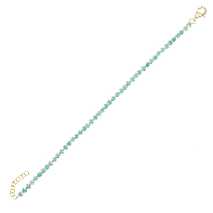 Turquoise Colored Bezel Tennis Bracelet - Adina Eden's Jewels