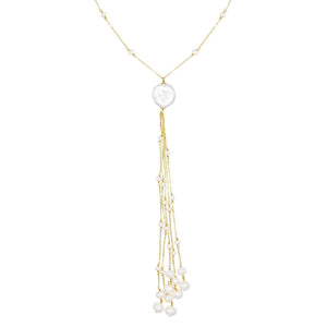 Pearl White Pearl Chain Lariat - Adina Eden's Jewels