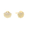 Gold CZ Shell Stud Earring - Adina Eden's Jewels