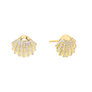 Gold CZ Shell Stud Earring - Adina Eden's Jewels