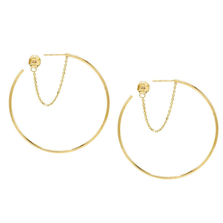 14K Gold Chain Hoop Earring 14K - Adina Eden's Jewels