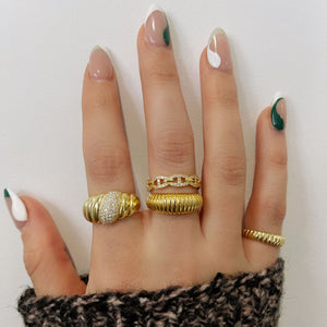  Thin Ribbed Pinky Ring - Adina Eden's Jewels