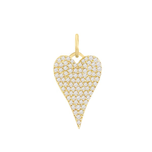 14K Gold / Medium Diamond Heart Charm 14K - Adina Eden's Jewels