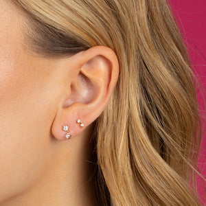  Round Diamond Dangling Stud Earring 14K - Adina Eden's Jewels