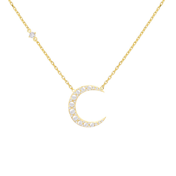 Pearl White Pearl Crescent Necklace - Adina Eden's Jewels