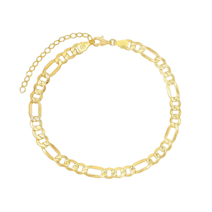 Gold XL Figaro Chain Anklet - Adina Eden's Jewels