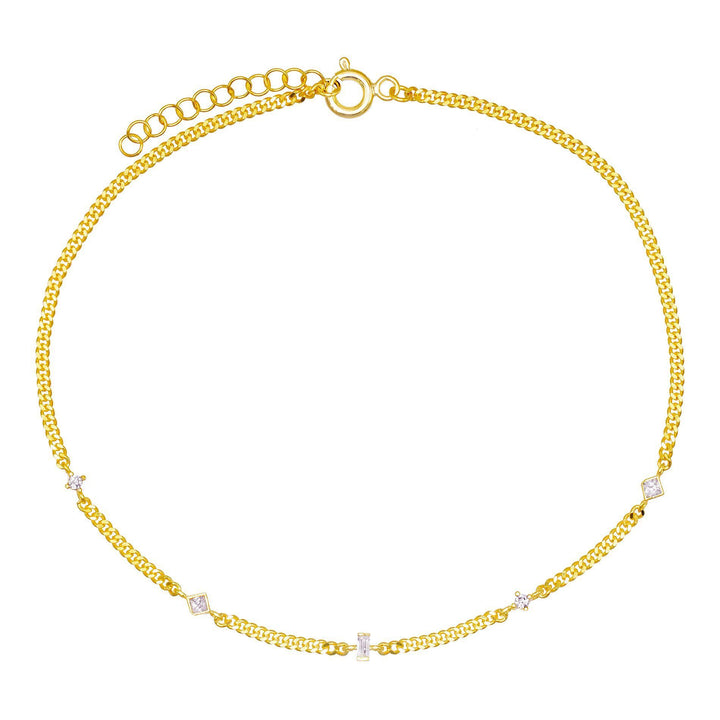Gold Chain Stone Anklet - Adina Eden's Jewels