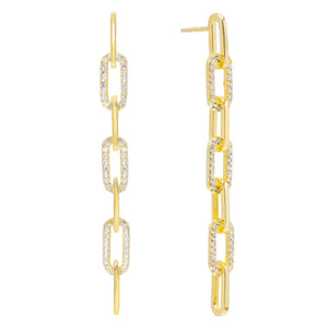 Gold Pavé Link Drop Stud Earring - Adina Eden's Jewels