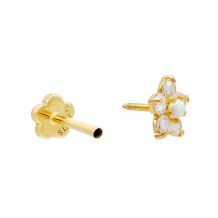  Opal Flower Threaded Stud Earring 14K - Adina Eden's Jewels