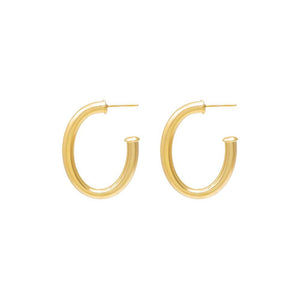 Gold / 24 MM Round Oval Hoop Earring - Adina Eden's Jewels