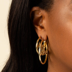  Script Name Hollow Hoop Earring - Adina Eden's Jewels