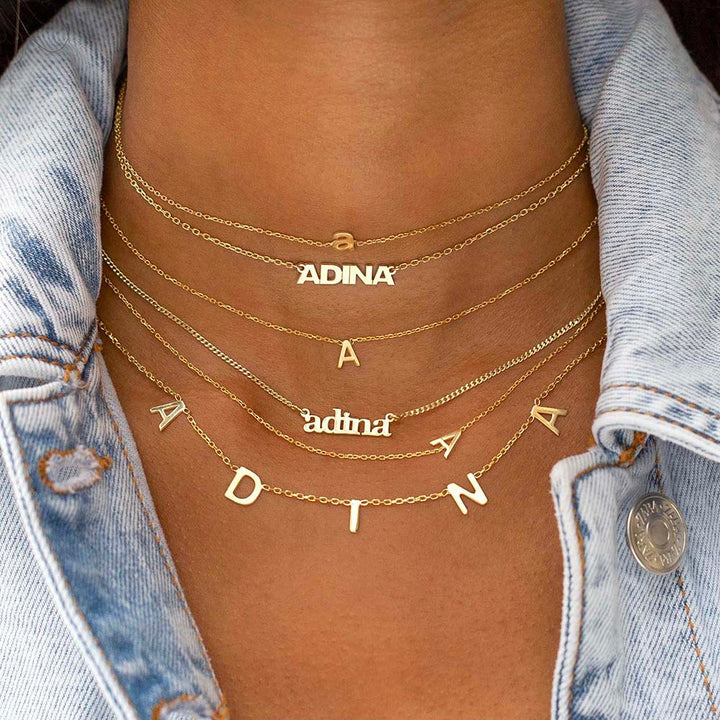  Solid Sideways Initial Necklace - Adina Eden's Jewels