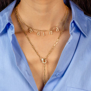  Pavé Clasp Link Lariat Necklace - Adina Eden's Jewels