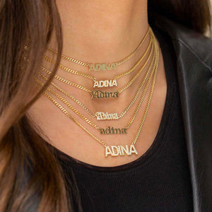  Pavé Block Nameplate Necklace - Adina Eden's Jewels