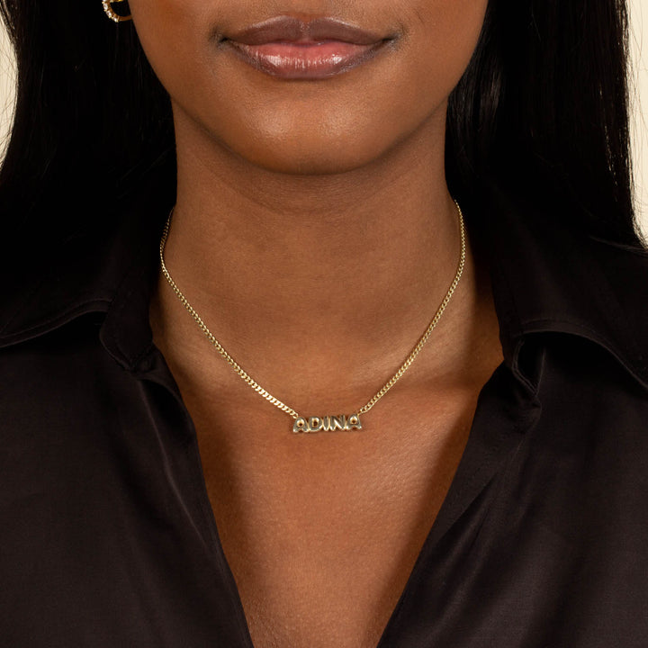  Solid Bubble Name Link Necklace - Adina Eden's Jewels