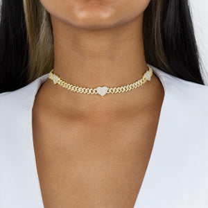  Pavé Heart Chain Link Choker - Adina Eden's Jewels