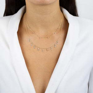  Diamond Bezel Dangle Choker 14K - Adina Eden's Jewels