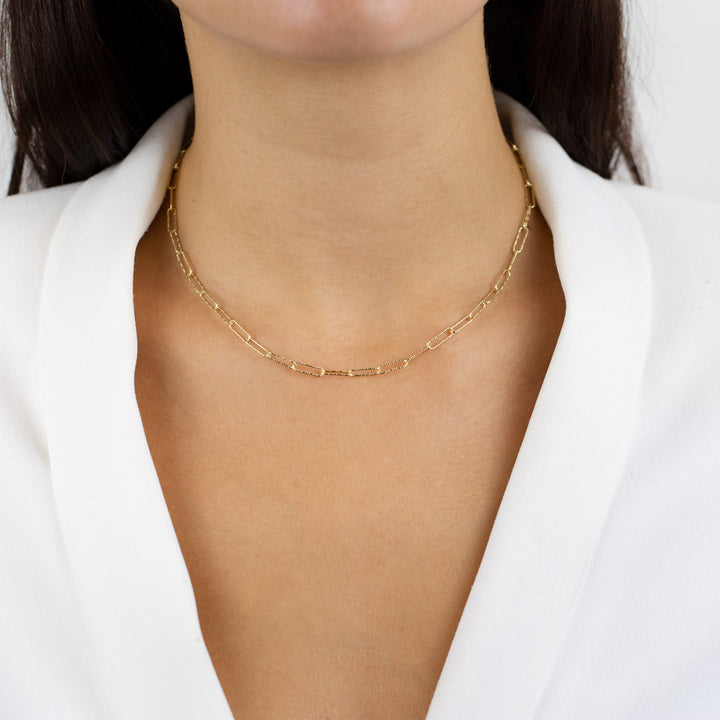  Wire Diamond Cut Link Necklace 14K - Adina Eden's Jewels