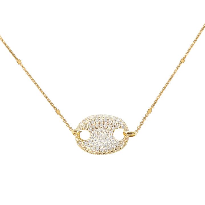 Gold Pavé Oval Pendant Necklace - Adina Eden's Jewels
