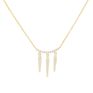 14K Gold Diamond Triple Spike Necklace 14K - Adina Eden's Jewels